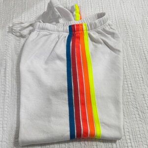 Aviator Nation White Pants with Orange and Yellow Accents